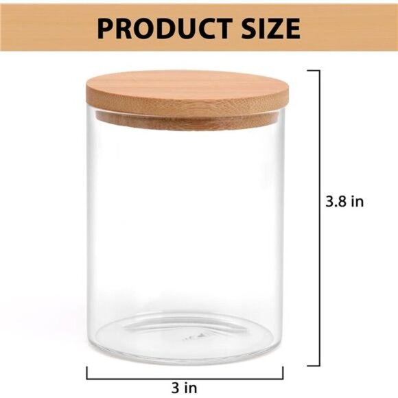2Pack Glass Qtip Holder Dispenser Bathroom Jars with Bamboo Lids,Cotton Ball Pad - Picture 7 of 8